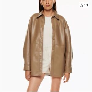 Aritzia Babaton Medium Faux Leather Pelli Shirt Jacket new without tags